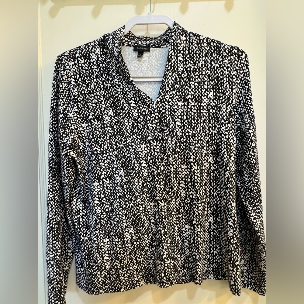 Talbots Monochrome Leopard Print Top
